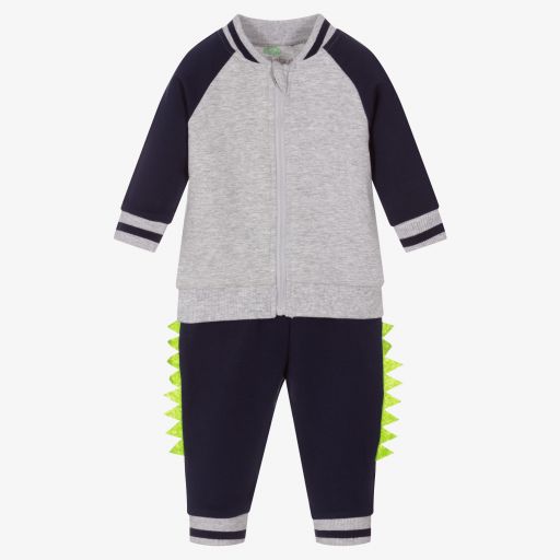 FS Baby-Blue & Grey Cotton Tracksuit | Childrensalon Outlet