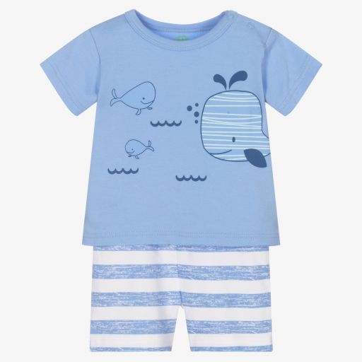 FS Baby-Blue Organic Cotton Shorts Set | Childrensalon Outlet