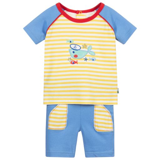 FS Baby-Blue & Yellow Shorts Set | Childrensalon Outlet