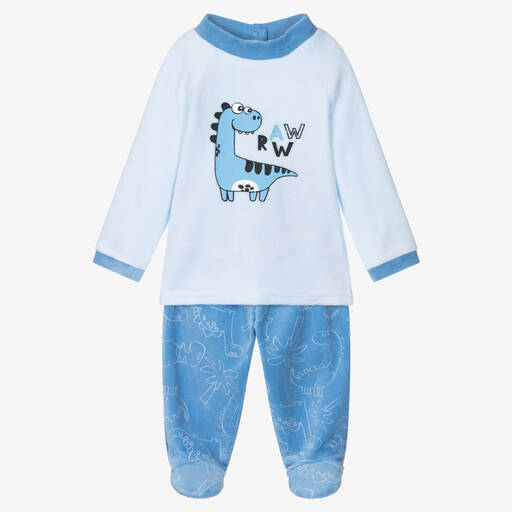 FS Baby-Boys Blue Dinosaur 2 Piece Babygrow | Childrensalon Outlet