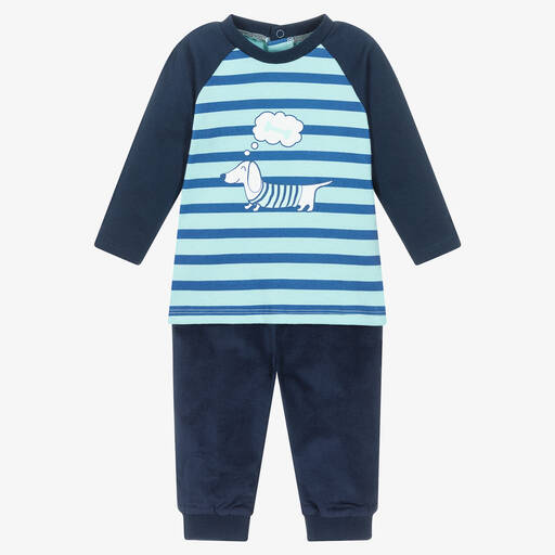 FS Baby-Boys Blue & Green Stripe Trouser Set | Childrensalon Outlet