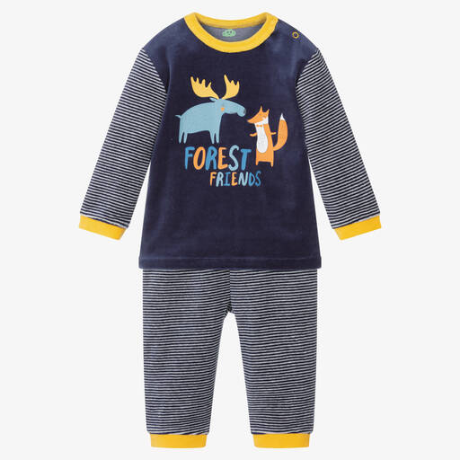 FS Baby-Boys Blue Velour Trouser Set | Childrensalon Outlet