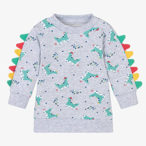 FS Baby-Boys Grey Cotton Dinosaur Sweatshirt | Childrensalon Outlet