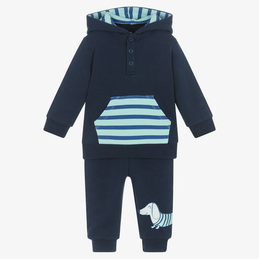 FS Baby-Boys Navy Blue Cotton Trouser Set | Childrensalon Outlet