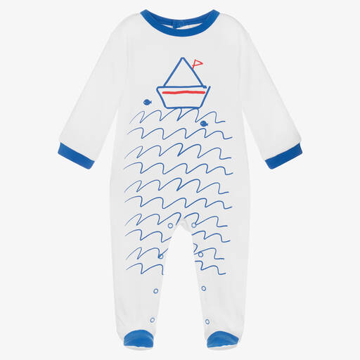 FS Baby-Boys White Cotton Babygrow | Childrensalon Outlet