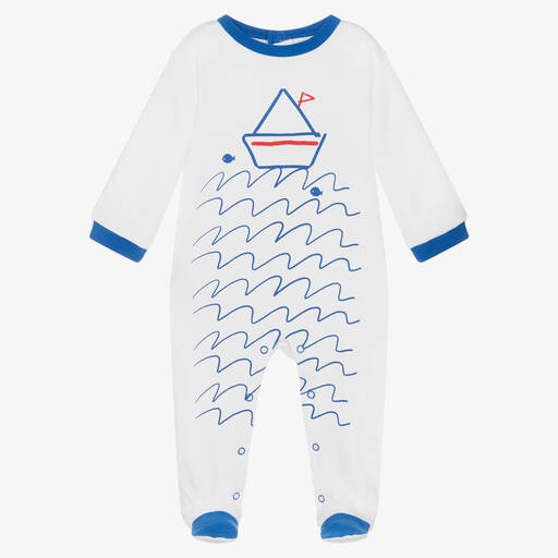 FS Baby-Boys White Cotton Babygrow | Childrensalon Outlet