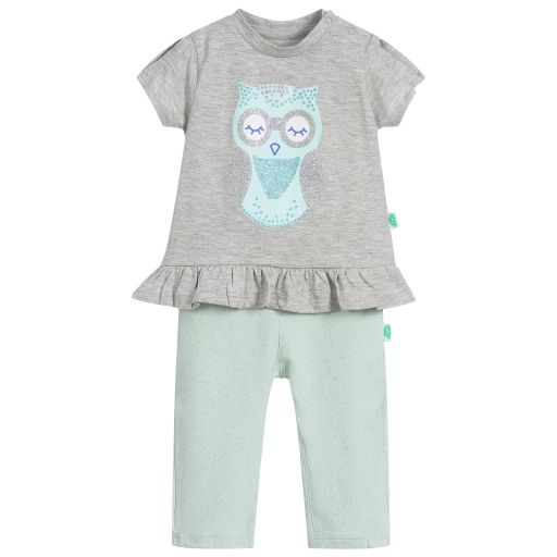 FS Baby-Girls Grey & Green Trouser Set | Childrensalon Outlet