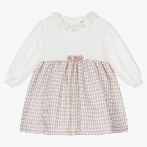 FS Baby-Girls Ivory & Pink Check Dress | Childrensalon Outlet