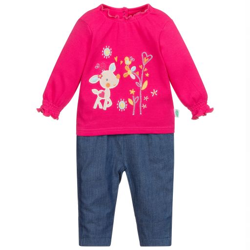 FS Baby-Girls Pink & Blue Trousers Set | Childrensalon Outlet