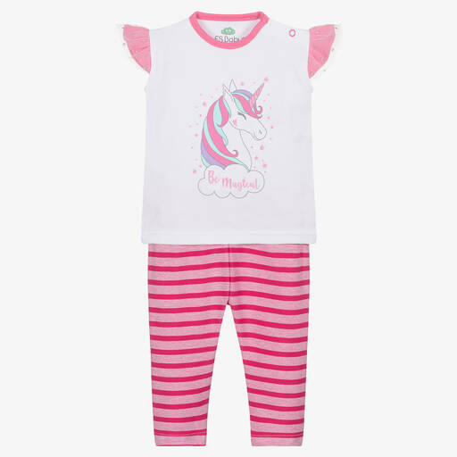 FS Baby-Girls Pink Cotton Unicorn Leggings Set | Childrensalon Outlet