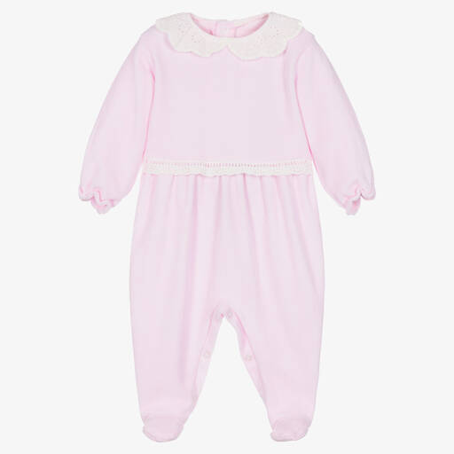 FS Baby-Girls Pink Velour Babygrow | Childrensalon Outlet