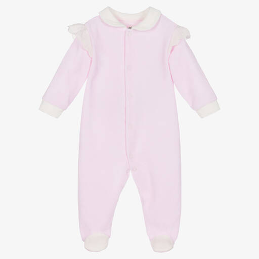 FS Baby-Girls Pink Velour Babygrow | Childrensalon Outlet