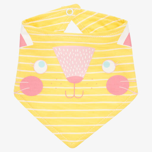 FS Baby-Girls Yellow Organic Cotton Cat Bib | Childrensalon Outlet