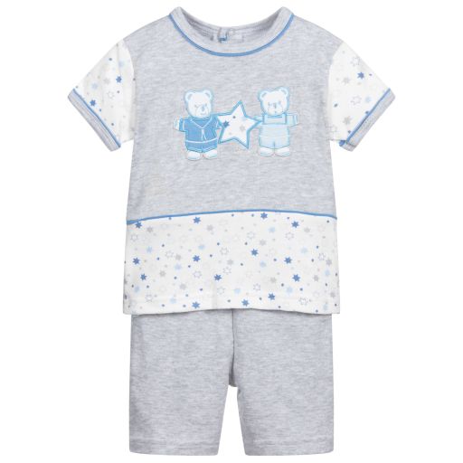 FS Baby-Grey Cotton Shorts Set | Childrensalon Outlet