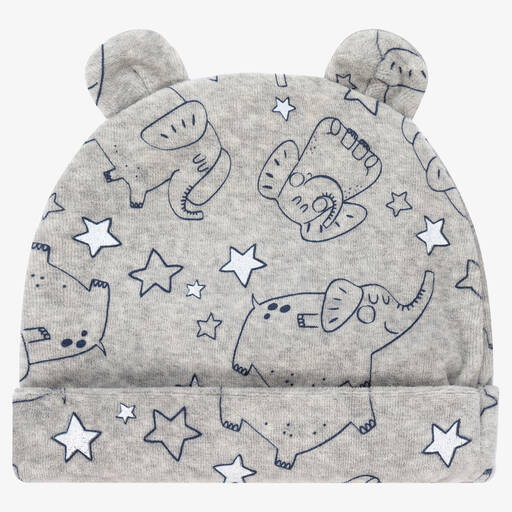 FS Baby-Grey Cotton Velour Star Print Baby Hat | Childrensalon Outlet