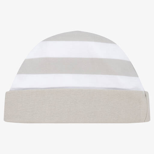 FS Baby-Grey & White Striped Cotton Baby Hat | Childrensalon Outlet