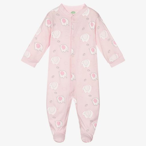 FS Baby-Pink Elephant Cotton Babygrow | Childrensalon Outlet