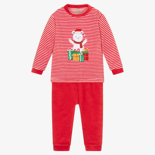 FS Baby-Red Cotton Velour Festive Trouser Set | Childrensalon Outlet