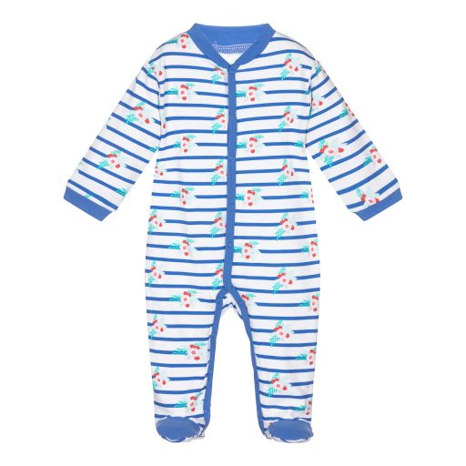 FS Baby-Striped Floral Cotton Babygrow | Childrensalon Outlet