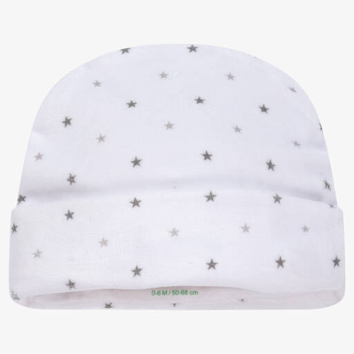FS Baby-White Cotton Velour Star Print Baby Hat | Childrensalon Outlet