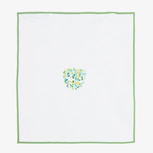 FS Baby-White & Green Blanket (80cm) | Childrensalon Outlet