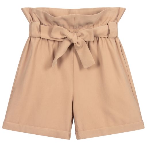 Fun & Fun-Camel Brown Paper Bag Shorts | Childrensalon Outlet