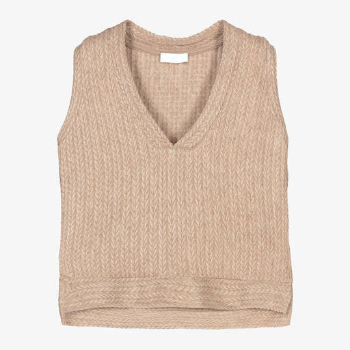 Fun & Fun-Girls Beige Knitted Slipover | Childrensalon Outlet