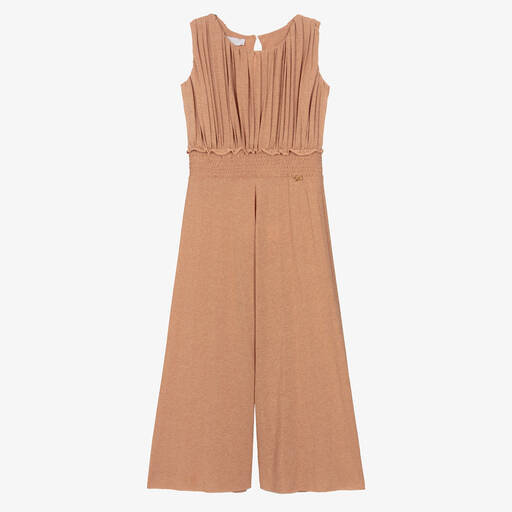 Fun & Fun-Girls Beige Sparkly Wide Leg Jumpsuit | Childrensalon Outlet