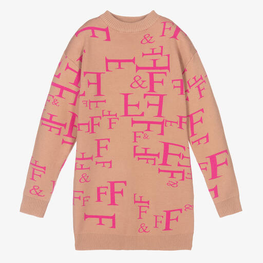 Fun & Fun-Girls Beige Sweater Dress | Childrensalon Outlet