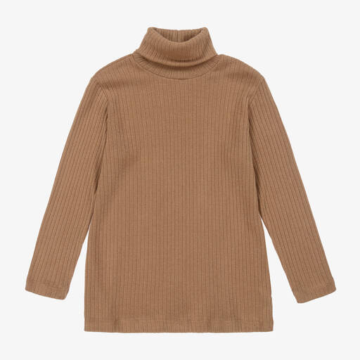 Fun & Fun Chic-Girls Beige Viscose Polo Neck Jumper | Childrensalon Outlet