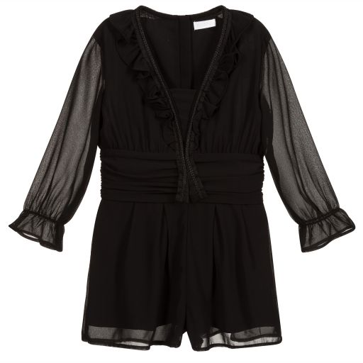 Fun & Fun Couture-Girls Black Chiffon Playsuit | Childrensalon Outlet