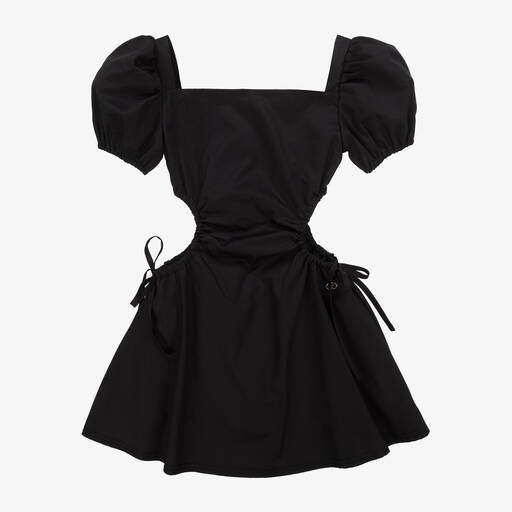 Fun & Fun-Girls Black Cotton Cut-Out Dress | Childrensalon Outlet