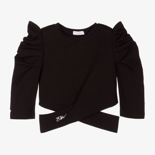 Fun & Fun-Girls Black Cotton Jersey Top | Childrensalon Outlet