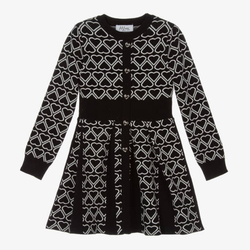 Fun & Fun-Girls Black Heart Knit Dress | Childrensalon Outlet