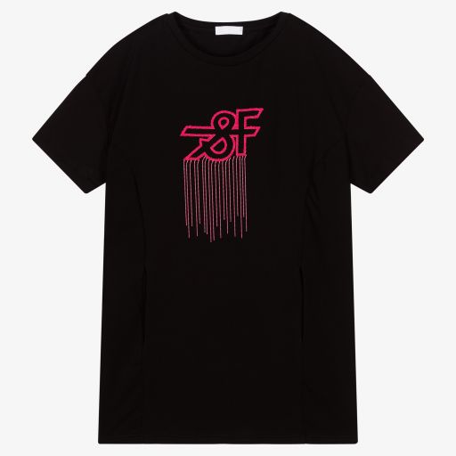 Fun & Fun-Girls Black Logo T-Shirt Dress | Childrensalon Outlet