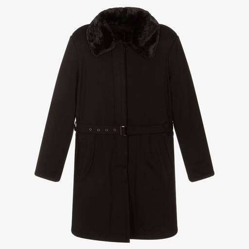 Fun & Fun-Girls Black Milano Jersey Coat | Childrensalon Outlet
