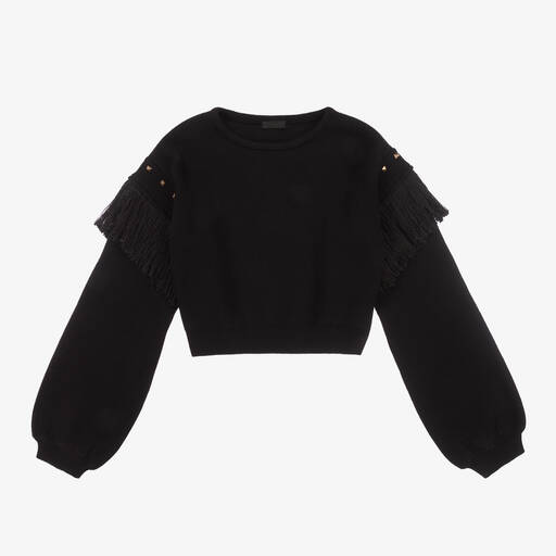 Fun & Fun-Girls Black Studded Sweater | Childrensalon Outlet