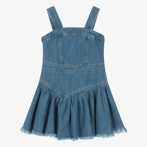 Fun & Fun-Girls Blue Asymmetric Denim Dress | Childrensalon Outlet