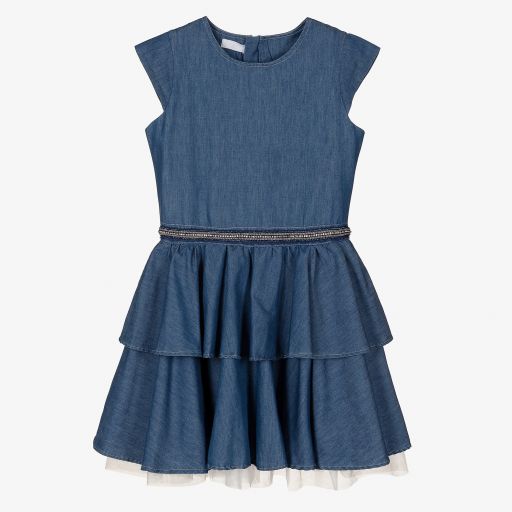 Fun & Fun-Girls Blue Chambray Dress | Childrensalon Outlet