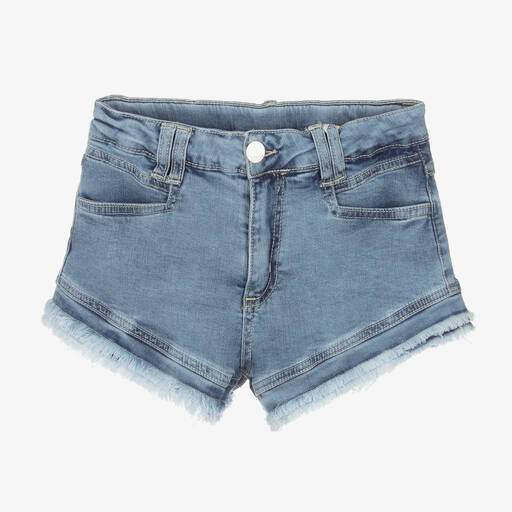 Fun & Fun-Girls Blue Frayed Denim Shorts | Childrensalon Outlet