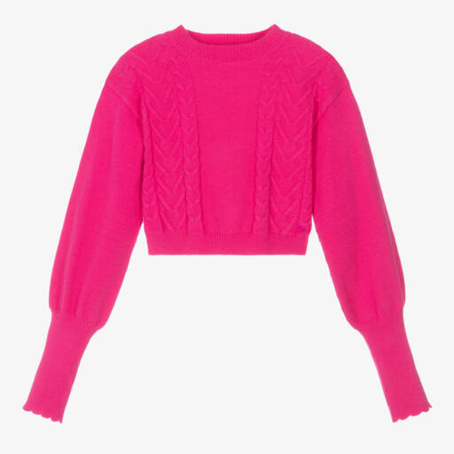 Fun & Fun-Girls Fuchsia Cable Knit Jumper | Childrensalon Outlet