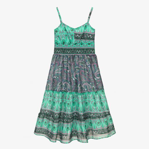 Fun & Fun Chic-Girls Green Paisley Dress | Childrensalon Outlet