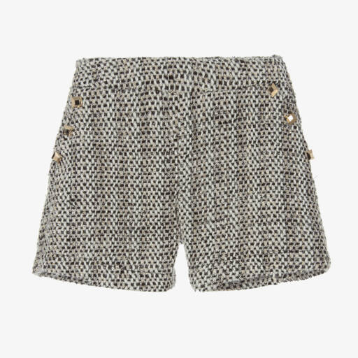 Fun & Fun-Girls Ivory & Black Tweed Shorts | Childrensalon Outlet