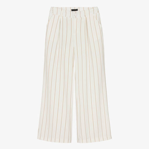 Fun & Fun-Girls Ivory & Brown Pinstripe Trousers | Childrensalon Outlet