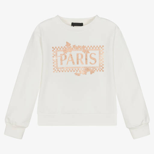 Fun & Fun-Girls Ivory Cotton Sweatshirt | Childrensalon Outlet