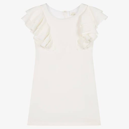 Fun & Fun-Girls Ivory Frill Sleeve Dress | Childrensalon Outlet