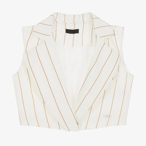 Fun & Fun-Girls Ivory Pinstripe Waistcoat | Childrensalon Outlet
