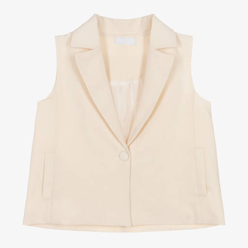 Fun & Fun-Girls Ivory Twill Waistcoat  | Childrensalon Outlet