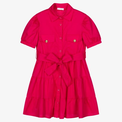 Fun & Fun-Розовое хлопковое платье-рубашка для девочек | Childrensalon Outlet