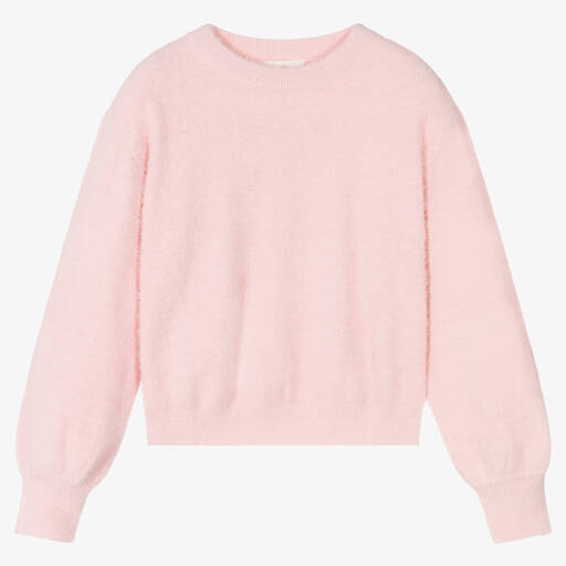 Fun & Fun Couture-Girls Pink Fluffy Knit Jumper | Childrensalon Outlet